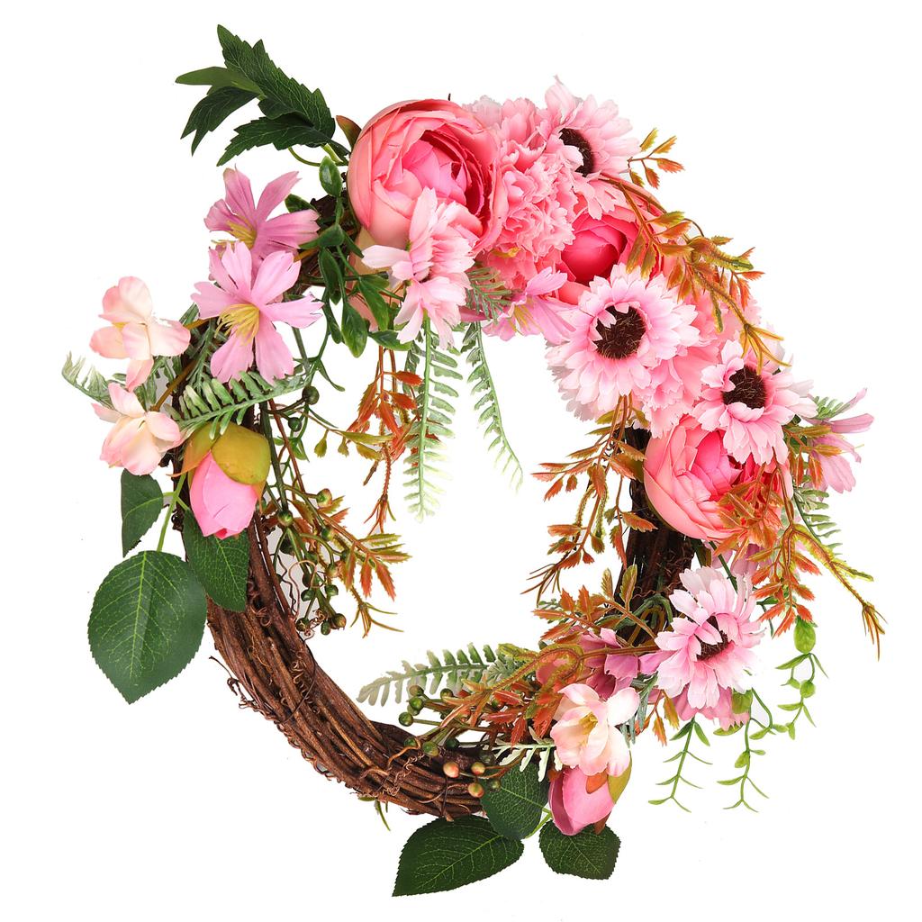 Artificial Flower Wreath Simulation Peony Door Hanging Garland Festivals Party DecorationPink