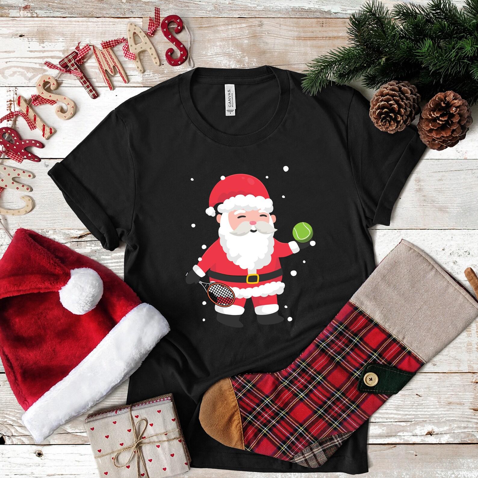Tennis Santa T-Shirt, Christmas Tennis T-shirts, Unisex Mens Tees,T-shirt, Tank Tops, T-shirts, Kids Apparel S