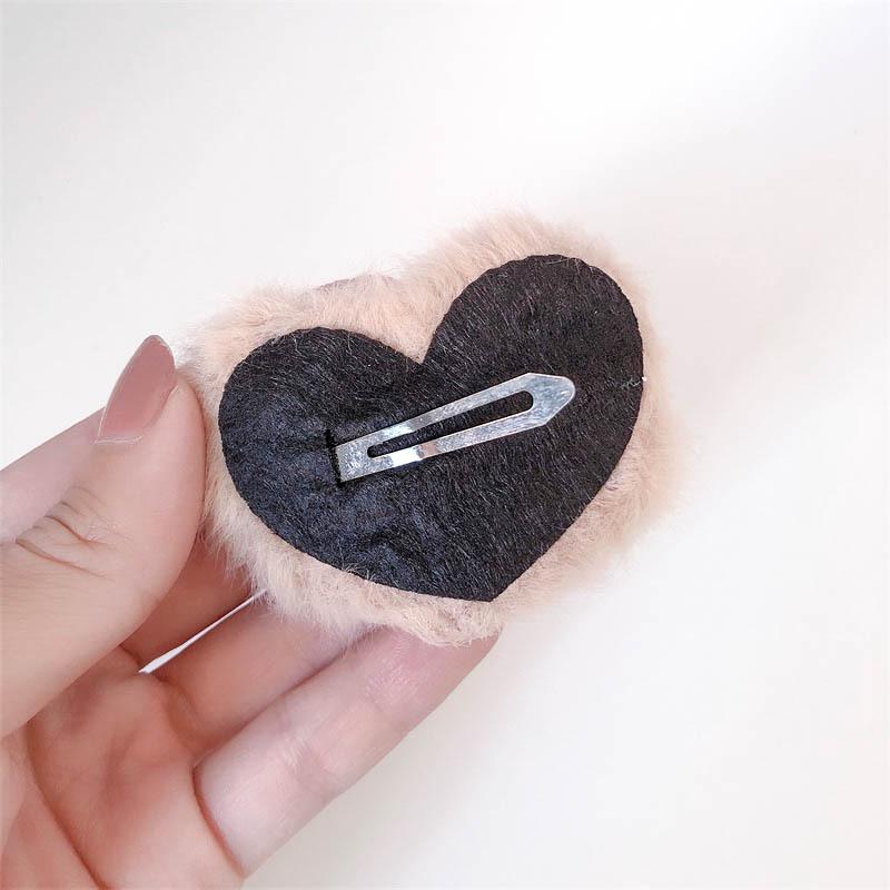 1 Stück Neuer Herbst Winter Herzförmige Fleece Haarspange, Niedliche Bonbonfarbe Liebe Haarspange für Mädchen, Pony-Spange, Haarschmuck