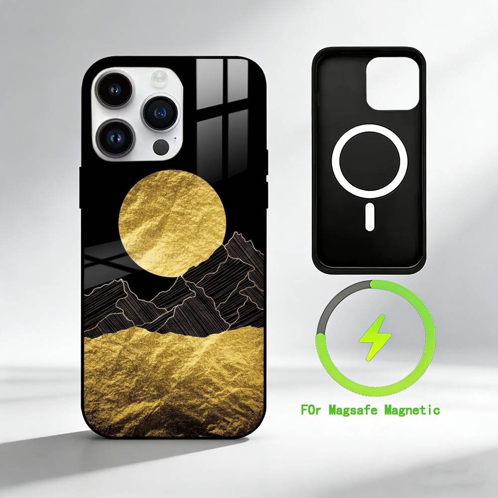 A-Ästhetisches Liniengefühl Handyhülle Für iPhone 17 16 15 14 13 12 Pro Max Plus für Spiegel Drahtlose Magnetische Abdeckung