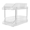 Under Sink Pull Out Organizer Multi Purpose Stackable Transparent Space Saving PET Under Sink Storage Shelf for