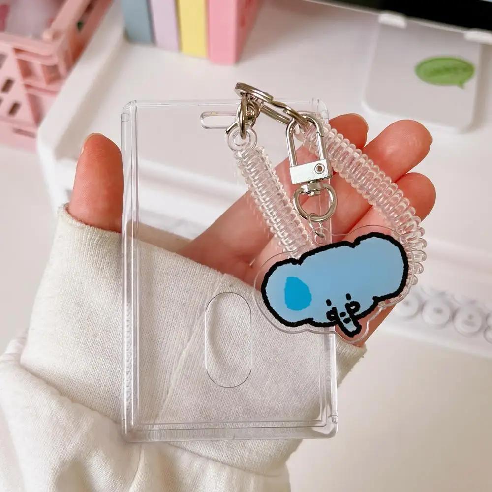 Transparent Credit ID Bank Card Holder Acrylic Photocard Photo Case Organizer Cartoon Key Chain Pendant Passport Pocket Sleeve