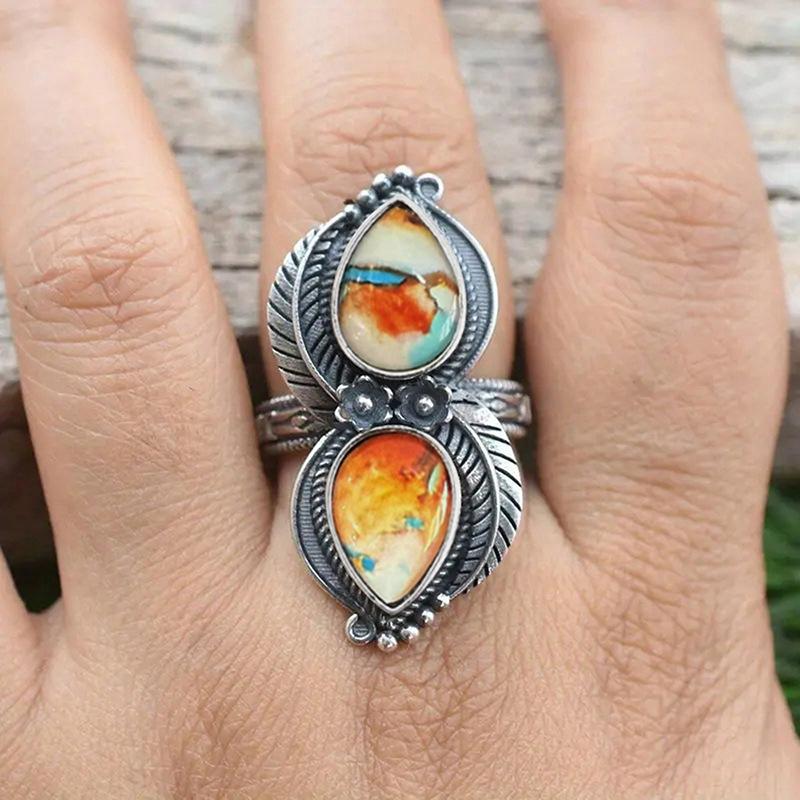 

New Bohemian Style, Passionate and Fiery Zircon, Women s Antique Style, Exaggerated Sunset Stickers, Vacation Style Accessories 6