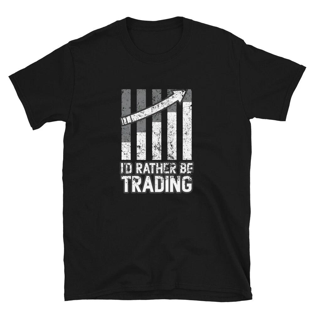 I d Rather be Trading T- Shirt trader outline vintage Tee L