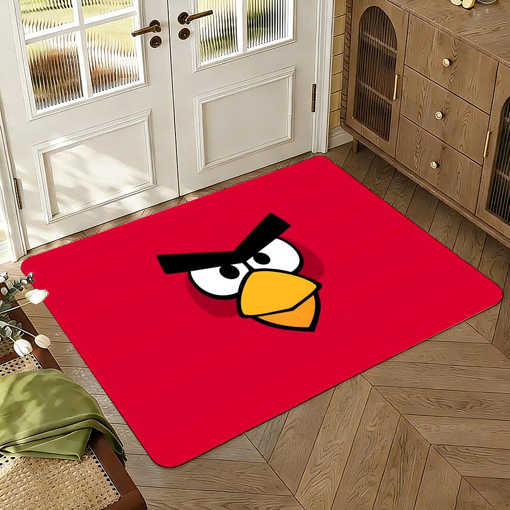 A-Angry Birds Game Floor Mat Floor Mat Soft Flannel Non-Slip Door  Rug for Living Room