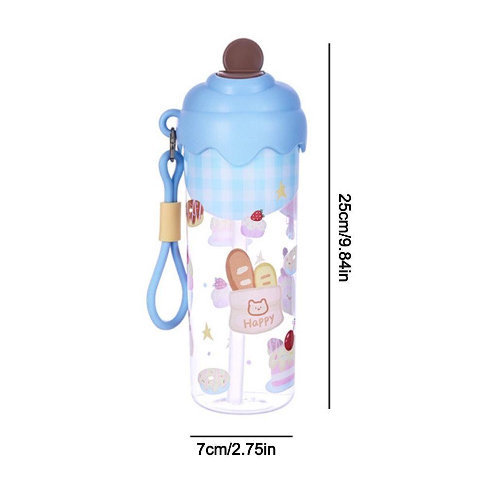 Cartoon 750ml Straw Cup Large Capacity with Lanyard Water Cups Sports Water Bottle