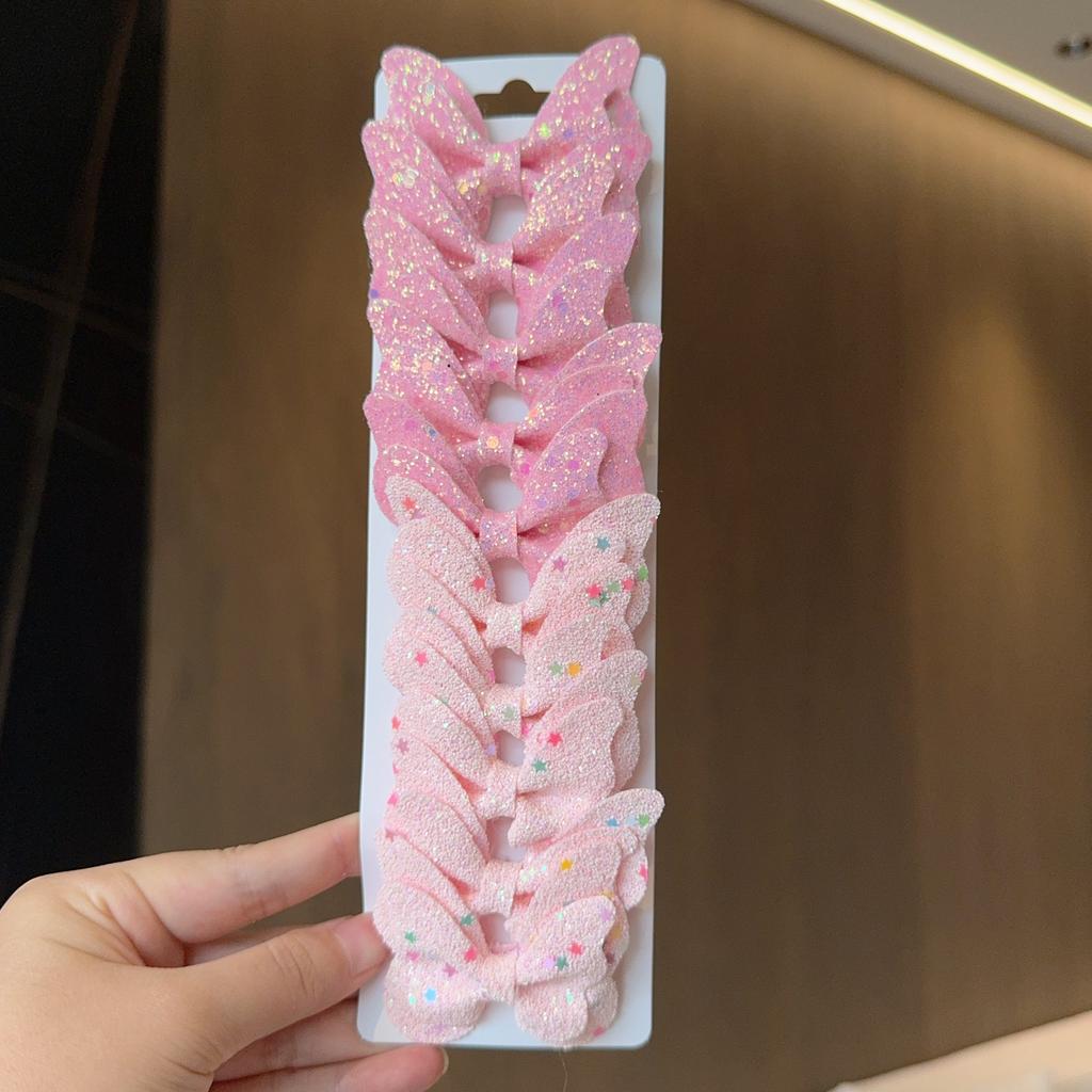 10 Stück Feste Schmetterlings-Haarschleifen und Haarspangen Baby Mädchen Leder Kinder Haarschmuck Haarnadeln Haarspangen Kopfschmuck Geschenk