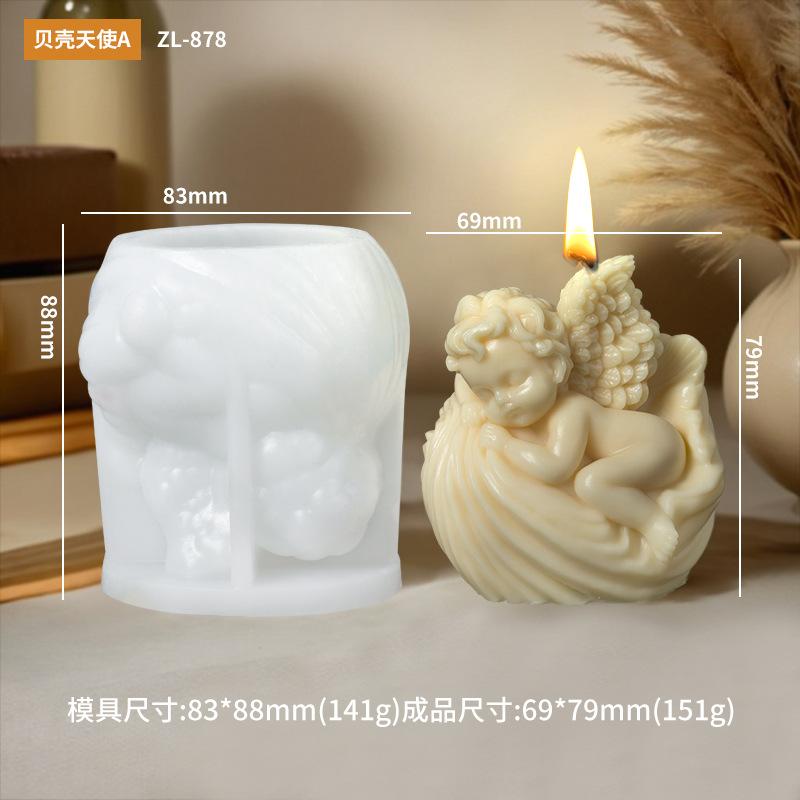 3D Niedlich DIY Blume Engel Kerze Silikonform Flügel Jungenengel Kerzenform Rosenblume Engel Beton Zement Gipsformen