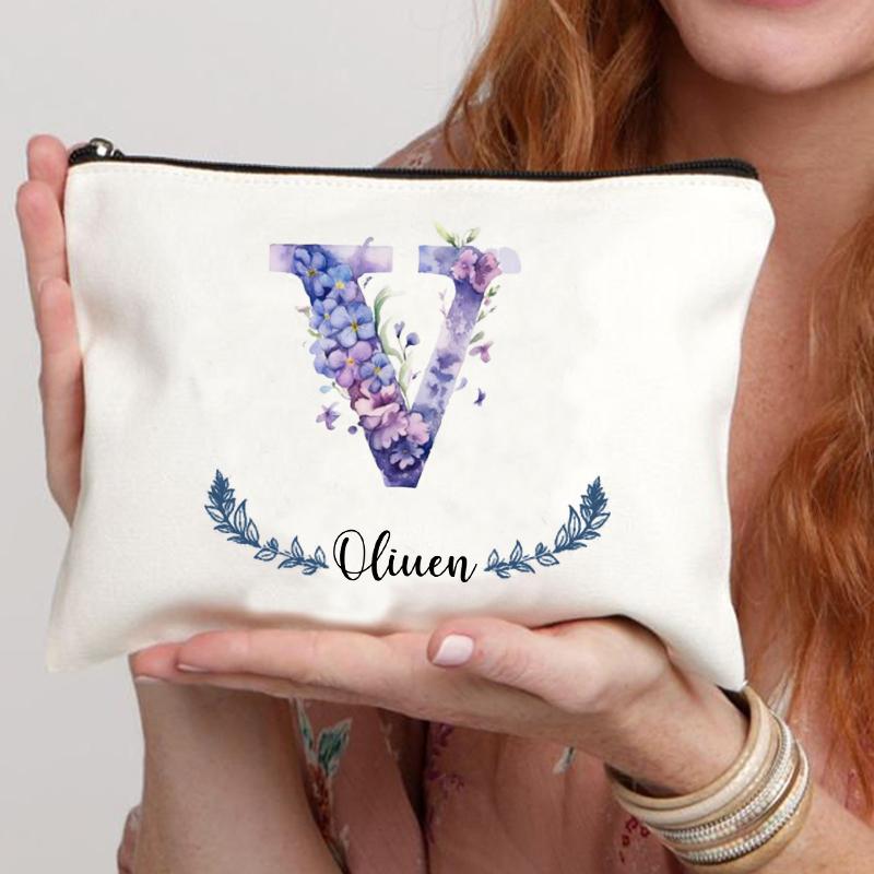 Personalized Name Butterfly Cosmetic Case Art Gift for Bridesmaid Teachers Friends Women Makeup Bag Bachelorette Party Gift