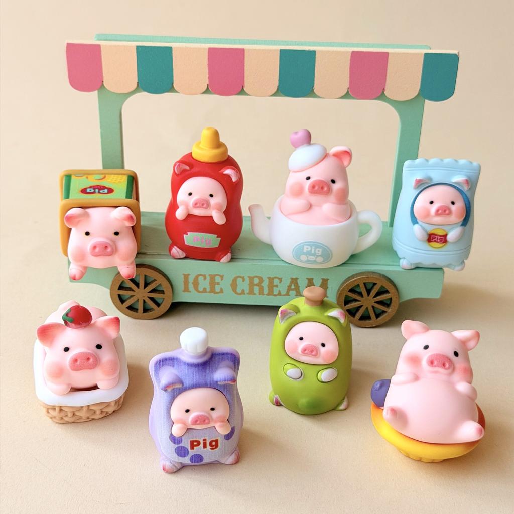 8pcs/Set Cute Pig Figure Toy Picnic Party Mini Figurine Desktop Decoration Model Ornaments Toys Garden Home Desk Decor