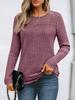 Casual Pullover Ribbed Loose Hollow-out Long-sleeved T-shirt Top
