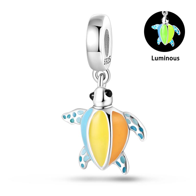 Summer 925  Silver Sailing Ship Lighthouse Luminous Ocean Series Charms Beads Fit Pan 925 Original Bracelets DIY Jewelry