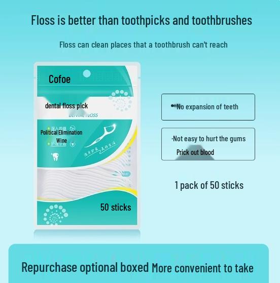 Kefu Ultra-Fine Dental Floss Picks - Disposable Toothpick and Floss Sticks for Home and Family Use