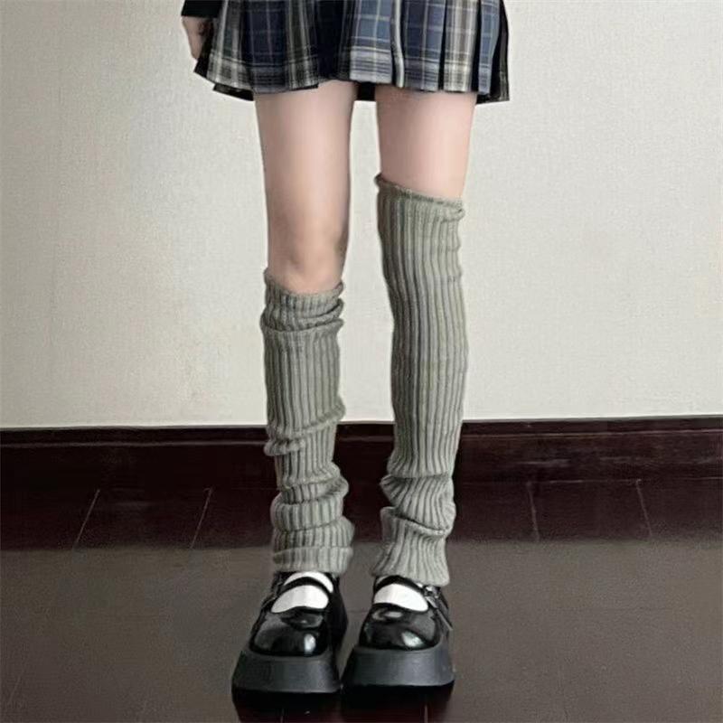 Leg Warmers Lolita Socks Y2K Knitted Warm Foot Cover White Black Warmer Lady Autumn Winter Crochet Sock Boot Cuffs