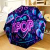Love Kpop Music Festival Umbrella 8-Frame for Travel, Camping, Casual Lightweight Portable Umbrella, Essential for Every Family Holidays Gift