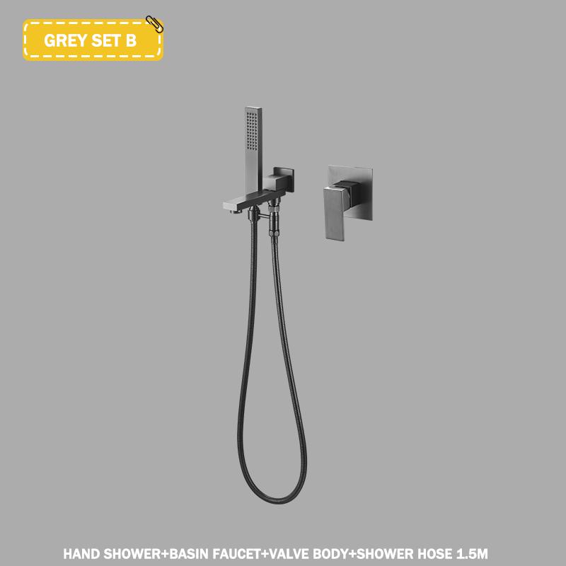 Black Bathtub Shower Faucet Wall Mounted Brass Swivel Bathtub Spout With Hand Shower Bathroom Hot And Cold Bathtub Shower Faucet