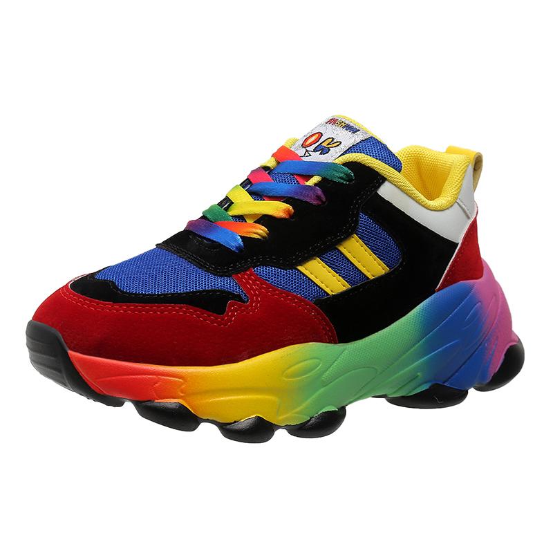 Plus Size Daddy Shoes Colorful Couple Lace-Up Versatile Student Flat Casual Sneakers