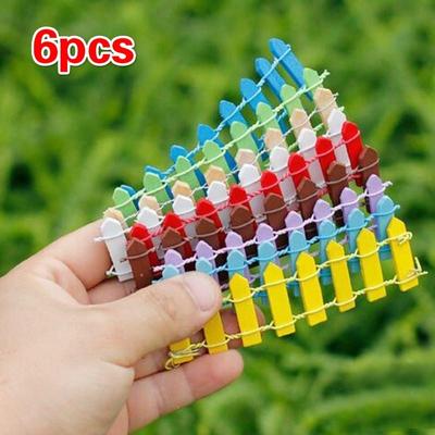 6pcs  Hot Sale  Moss Micro Landscape Decoration Fence Small Wood Fence  Moss Fence Garden Supplies Random Color