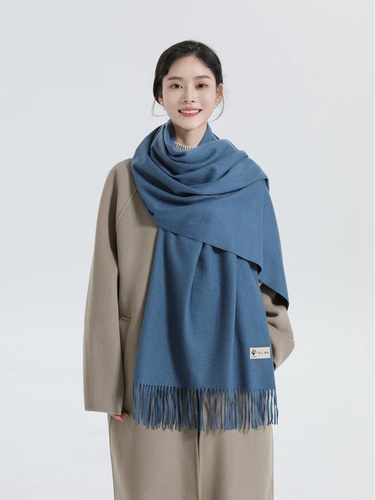 White Cashmere Scarf: Thickened, Solid Color, Versatile for Women & Men, Perfect for Autumn & Winter