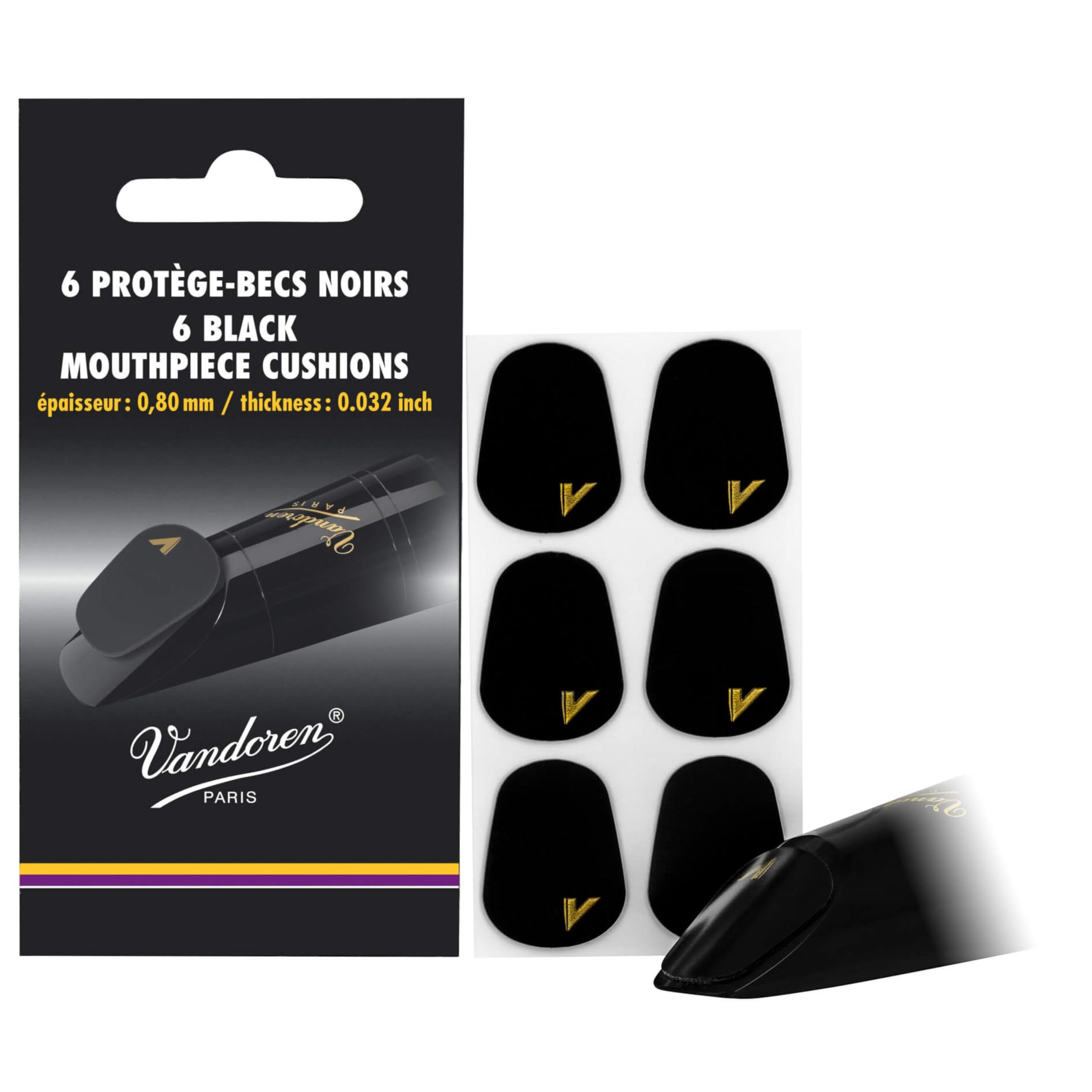 

Vandoren Mouthpiece Cushions, 0.80mm (0.032inch), Black, Pack of 6