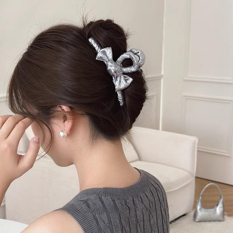 High-end Velvet Clip Elegant Bow Hair Clip Large Volume Updo Shark Clip Hair Accessory