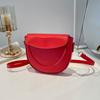 Casual Thread Design Saddle Shoulder Bag for Women Solid Color PU Crossbody Bag Versatile Phone Handbag Purse