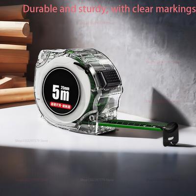 10M Black Fluorescent Tape Measure High Precision Steel Metric Tape Retractable Ruler Wear-resistant and Drop-proof Tape Measure