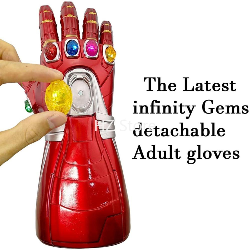 Iron Glove with Light Gem Stone Infinity Gauntlet Infinity Wars Ironm-an Halloween Cosplay Cos Toy for Kids Man Birthday Gift