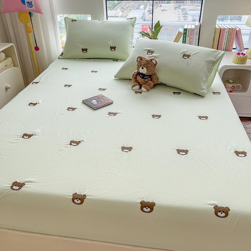 New Style Fitted Sheet Single Piece Embroidered Design Fitted Sheet Cover All-inclusive Non-slip Sheets Dormitory Single Fitted Sheet