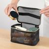 Mesh Cosmetic Bag Visible High Capacity Portable Double Zippers with Handle Storage Multifunctional Travel Mesh Makeup Bag Trip Accessory