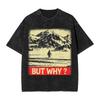 Streetwear Washed Tshirt Lone Penguin Survival But Why Funny Dark Meme Cotton Tshirts  Hipster Tshirt Men Beach Y2k Basic Tees
