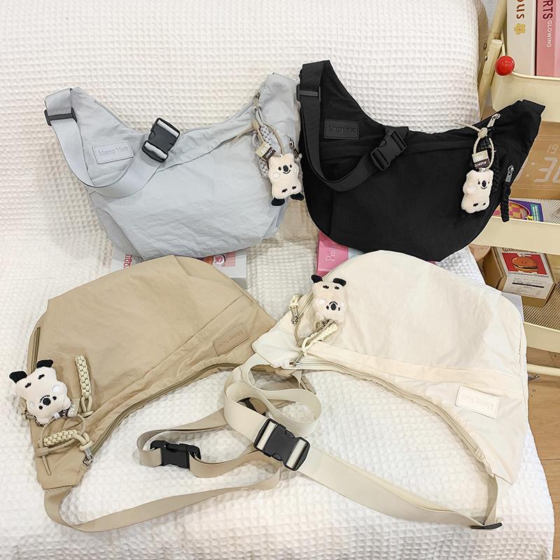 Нейлоновая сумка женская однотонная сумка через плечо большая вместительная сумка через — фото 6