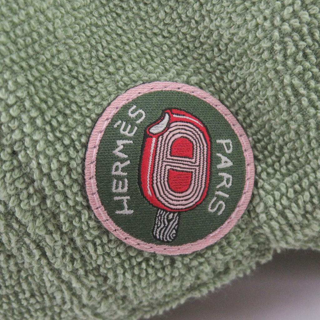 Excellent HERMES Cap Davis Pile Ground Green Cotton Mens M Used