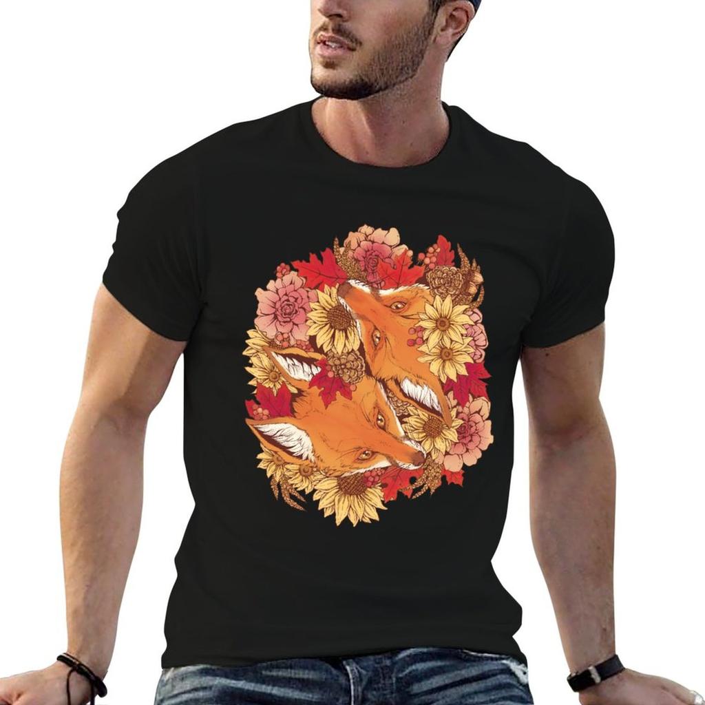 Autumn Fox Bloom Tshirt Unisex T Shirt Cotton 100 T Shirt Unisex Casual Unisex T Shirts For Unisex Casual Tshirt