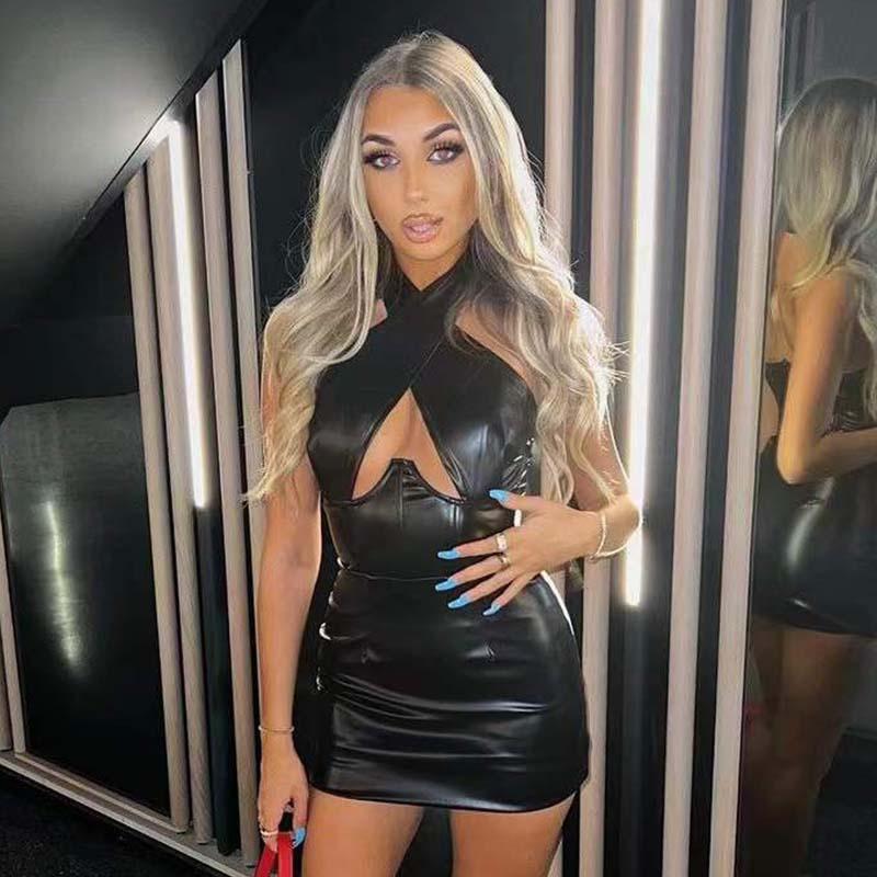 Damen Sommer Hängender Hals Sexy Paket Hüfte Ärmellose Kleider
