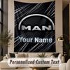 Custom Text Tapestry MAN Truck Print Wall Tapestry Indoor Living Room Wall Decor