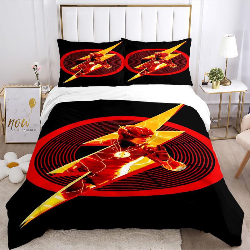 3pcs Flash Superhero Cover Set, Bedding Set, Soft Comfortable Duvet Cover, For Bedroom, Guest Room (1*Duvet Cover + 2*Pillowcases, Without C