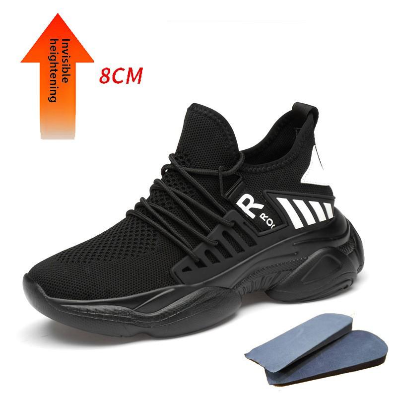 Men's Trendy Height-Increasing Mesh Sneakers - Spring/Autumn, 8CM Lift, Casual Sports, Korean Style