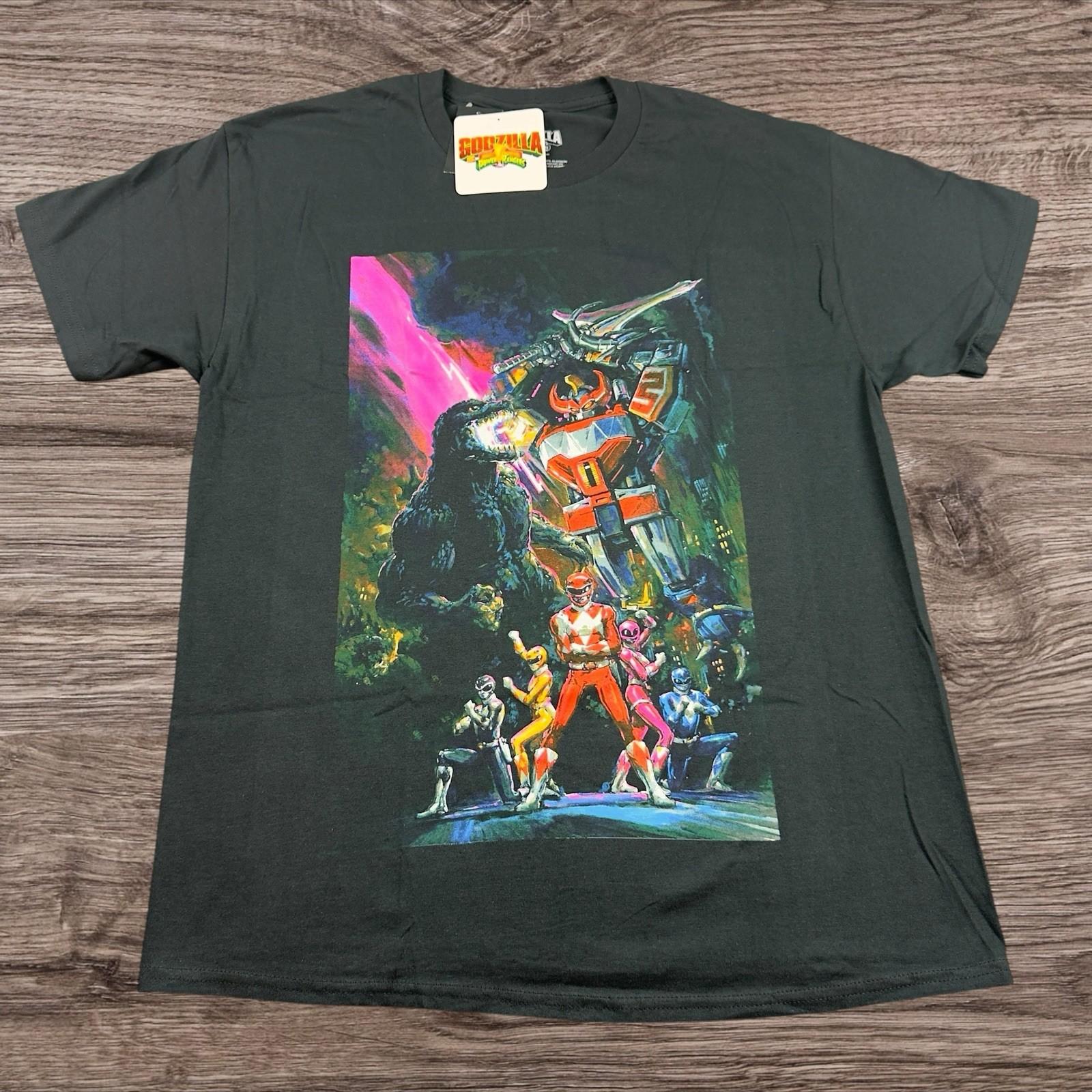 Godzilla Vs. Mighty Morphin Power Rangers Graphic Adult Size Large Unisex T-Shirt L