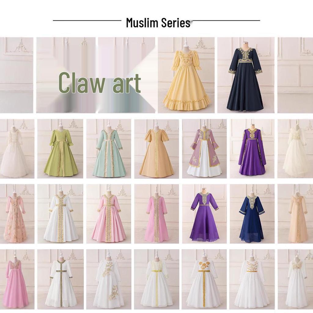 Saúdská Arábie Dívčí patchworkové párty šaty: Středně dlouhý potisk