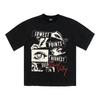 Unisex Casual Cotton Short Sleeve T Shirt Black Vintage Washed Collage Print Sports Tee Crew Neck Summer Loose Fit Streetwear Top