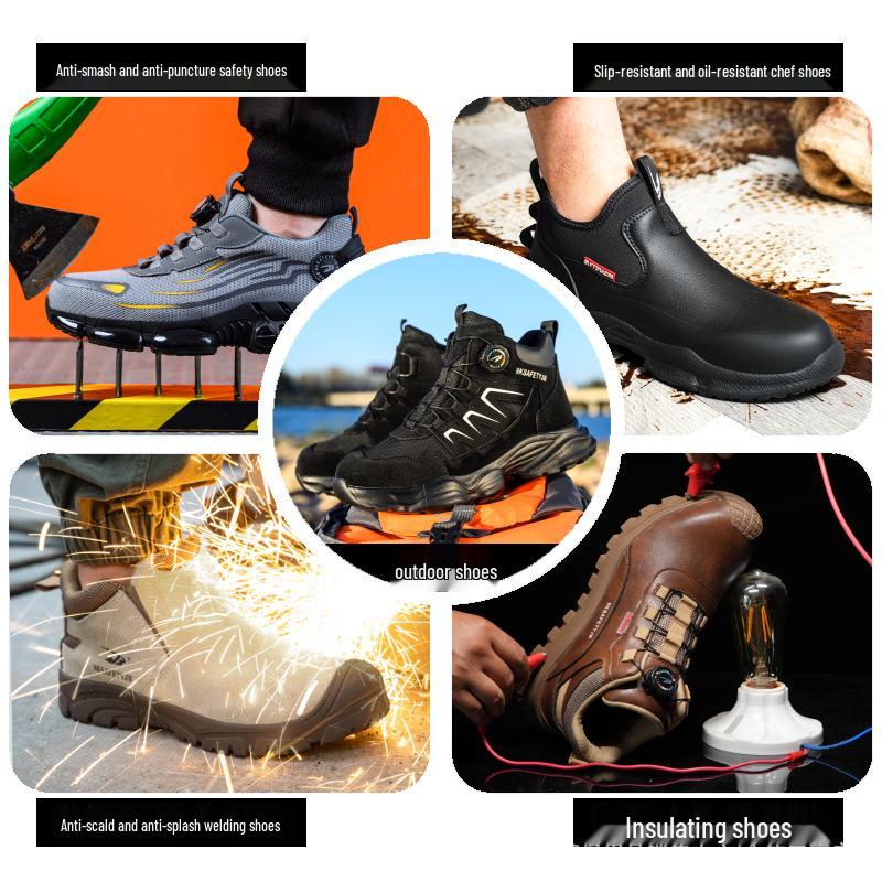 Men's High-Top Anti-Smash, Anti-Puncture, Non-Slip, Water-Repellent Work Boots for Outdoor, Wear-Resistant and Comfortable for Long-Standing.