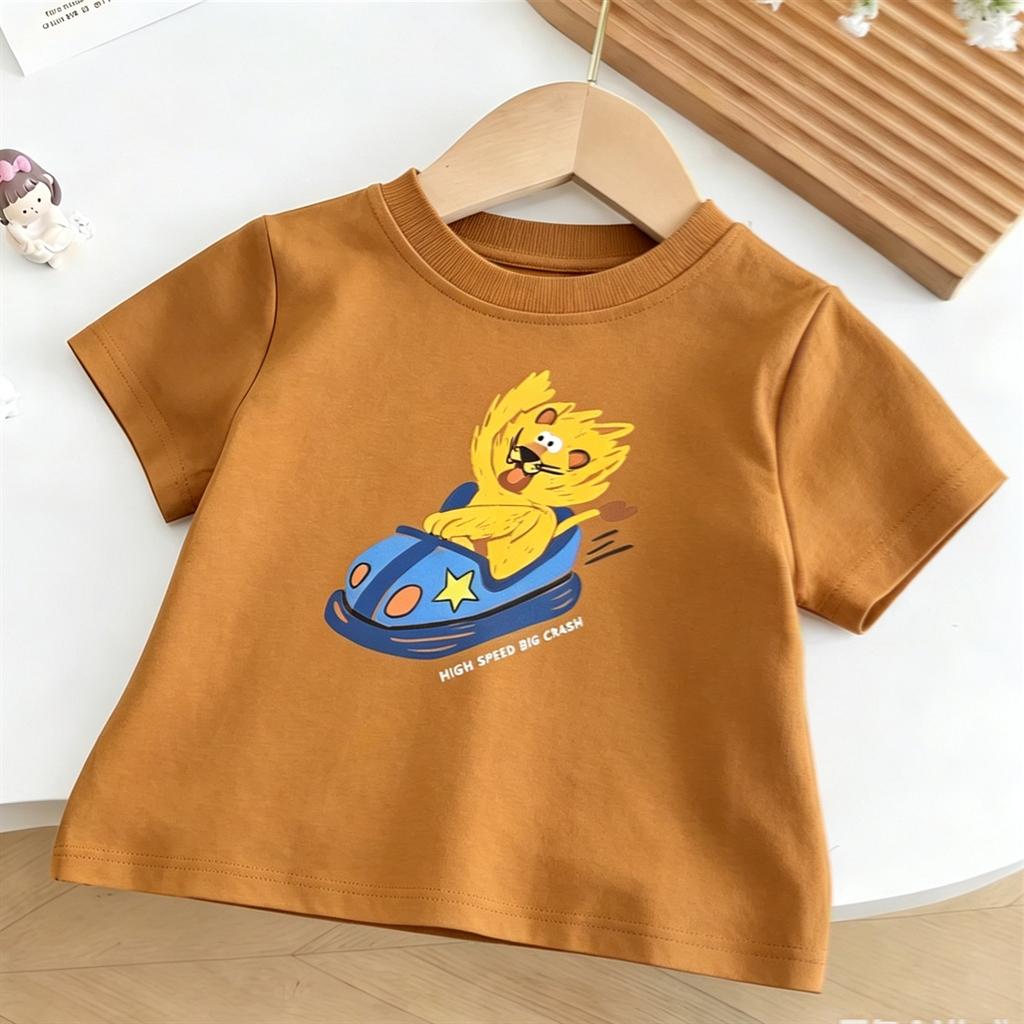 Kids Short-sleeved Tops Outer Wear Toddler Cartoon Printed T Shirt Summer Clothing Toddler Lovely Cotton Round Neck Base Shirt