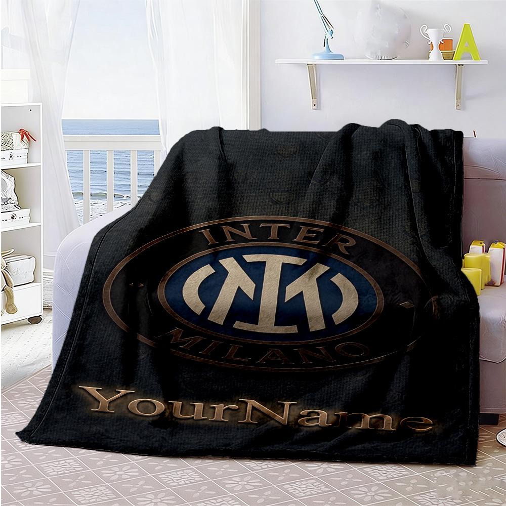 Inter Milan Customize Your Name Blanket Cozy Personalized Blanket Comfortable for Office Chair Office Chair Picnics Four Seasons Universal