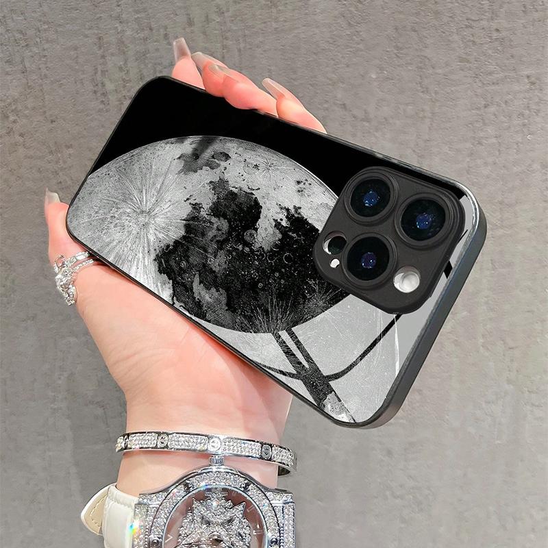 Universe Earth Pattern Tempered Glass Phone Case For iPhone 17 Pro Max 16 15 14 13 12 11 Pro 17Air 16E 7 8 Plus XR XS X Cover