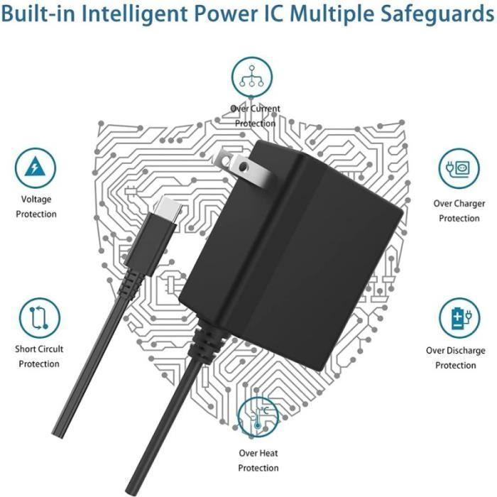 Ladegerät für Nintendo Switch - EU-STECKER - 15V - 2,6A - Schnellladung - Kompatibel mit Switch Lite