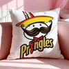 Snack P-Pringles Cushion Cover Breathable Linen Pillowcase Summer Odorless Eco-Friendly Invisible Zipper Washable