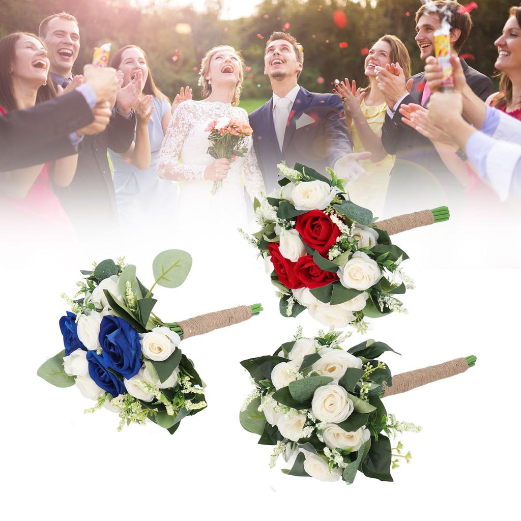 Wedding Bouquet Artificial Fake Flower Bouquet Romantic Bridal Hand Bouquet for Celebration Ceremony