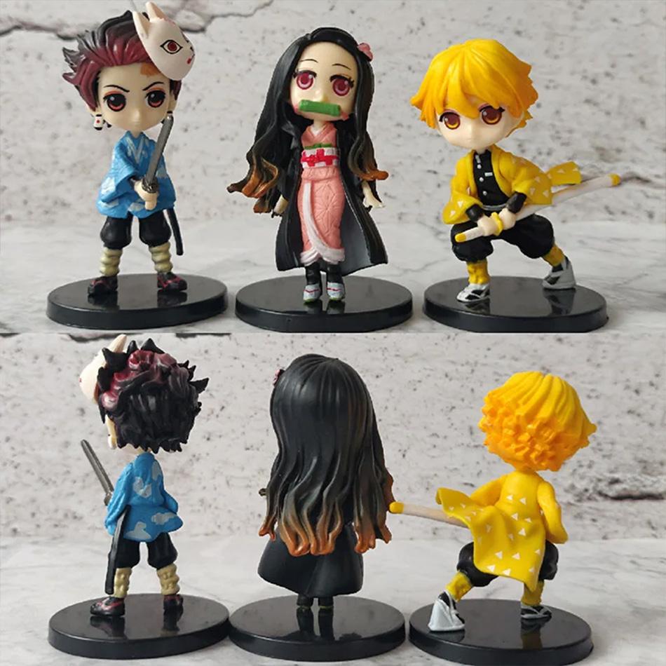Q VersionAnime Demon Slayer Kimetsu No Yaiba Figure Kamado Tanjirou Action Figure Agatsuma Zenitsu Nezuko Warrior PVC Model Toys