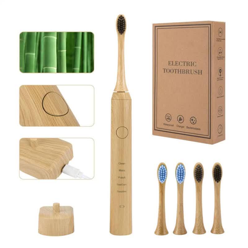 OLOEY Bamboo Electric Smart Sensor Rechargeable Toothbrush